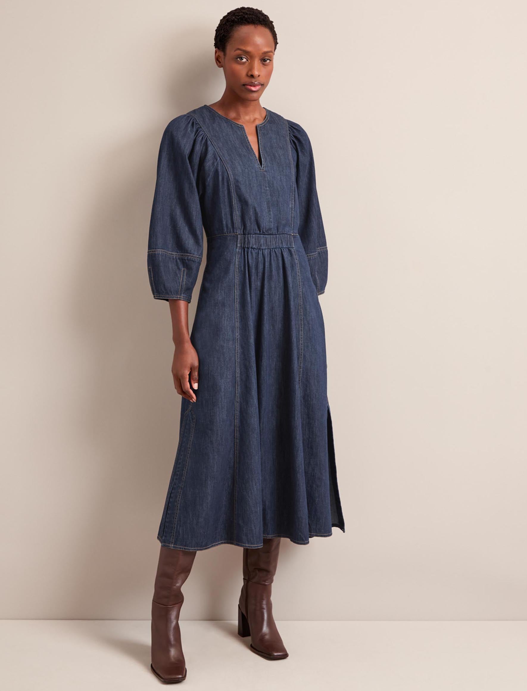 Jude Denim Maxi Dress - Dark Blue - Image 3