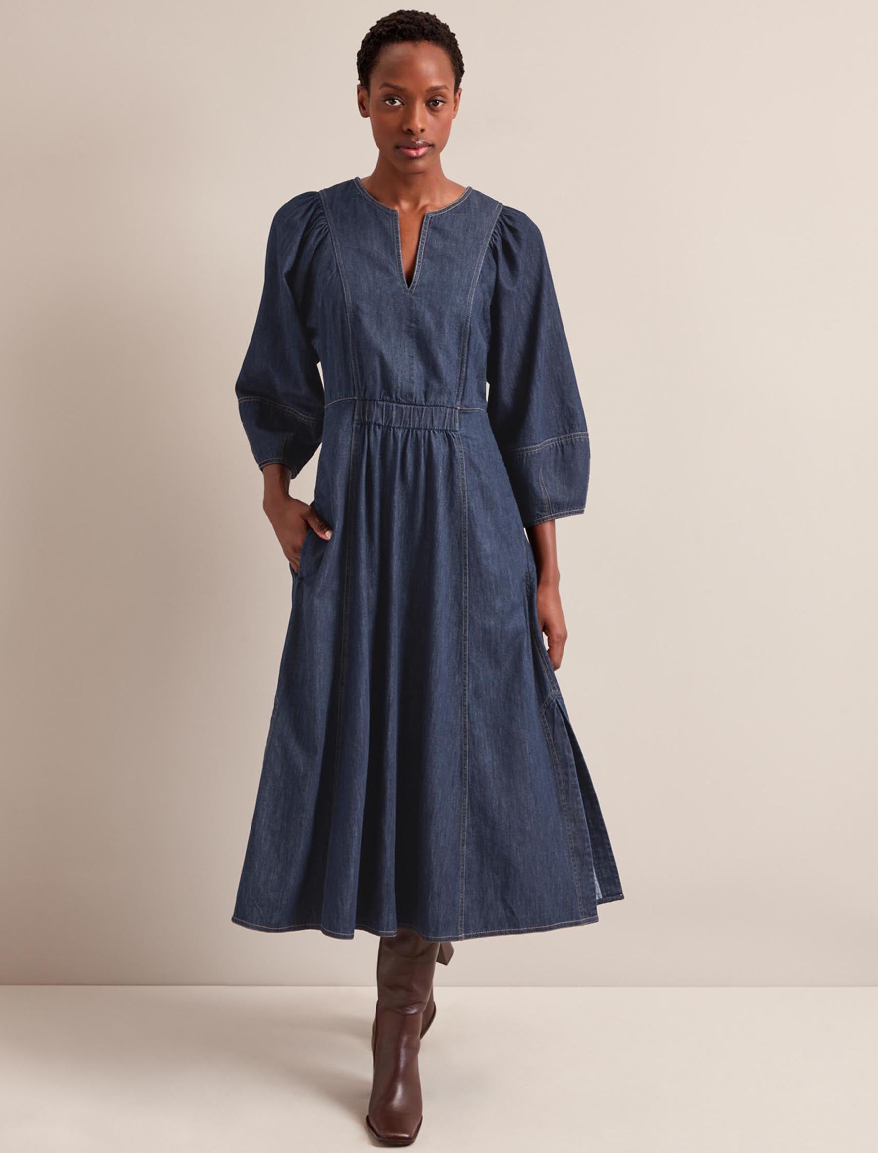 Jude Denim Maxi Dress - Dark Blue - Image 5
