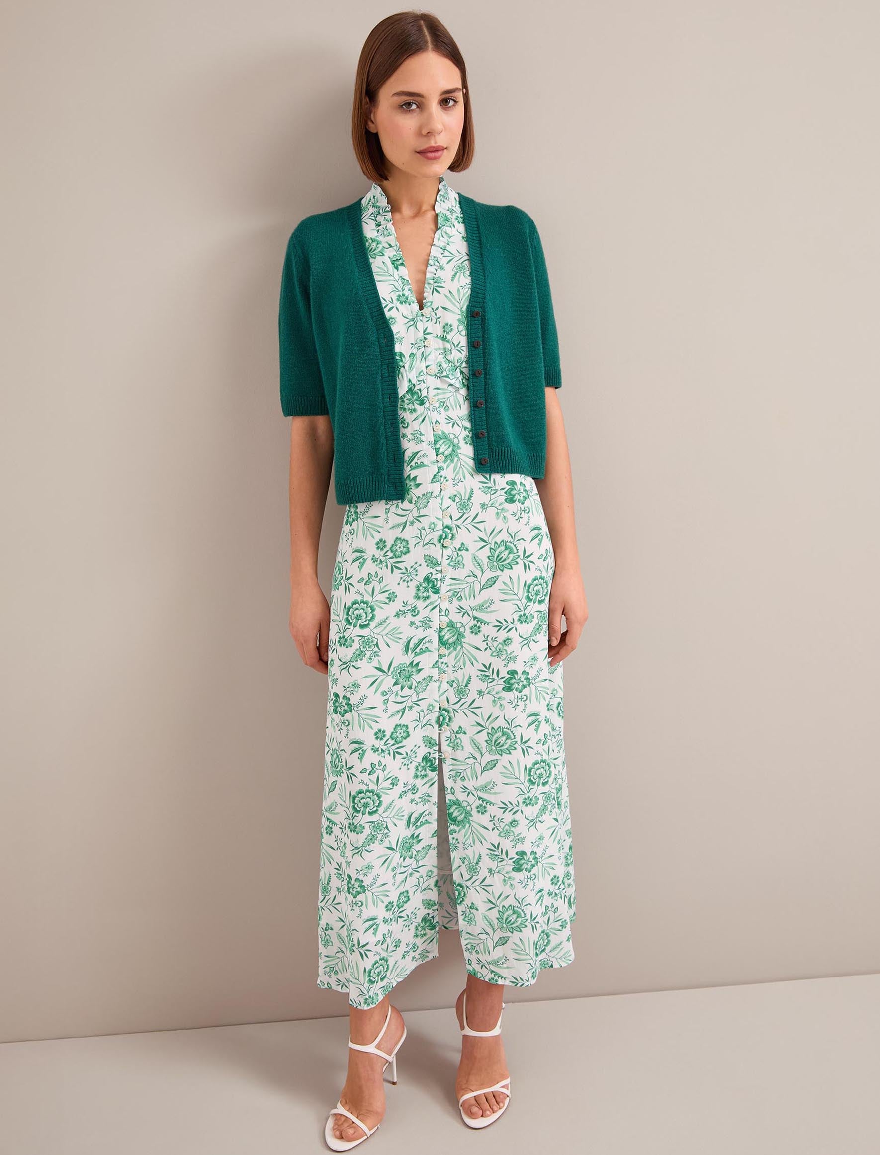 Liliana Cotton Blend Maxi Dress - Green Palm Floral Print - Image 12