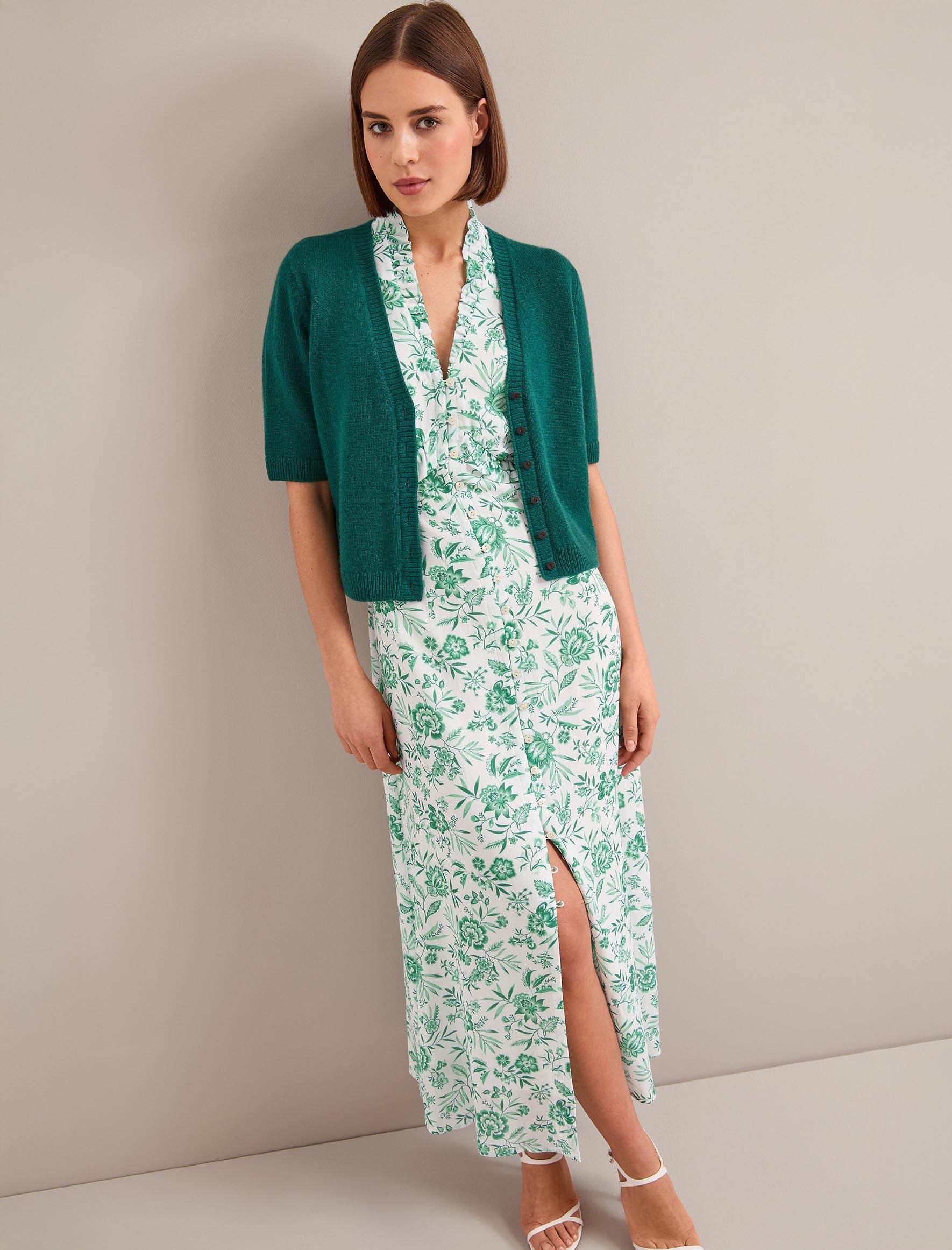 Liliana Cotton Blend Maxi Dress - Green Palm Floral Print - Image 13