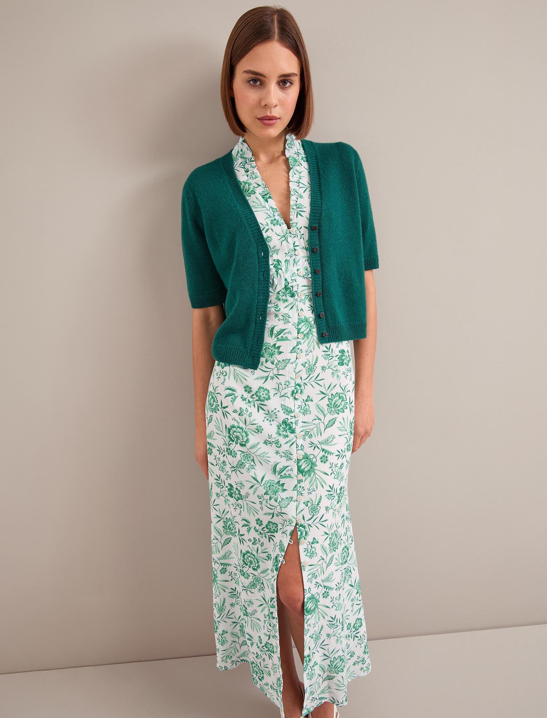 Liliana Cotton Blend Maxi Dress - Green Palm Floral Print - Image 4