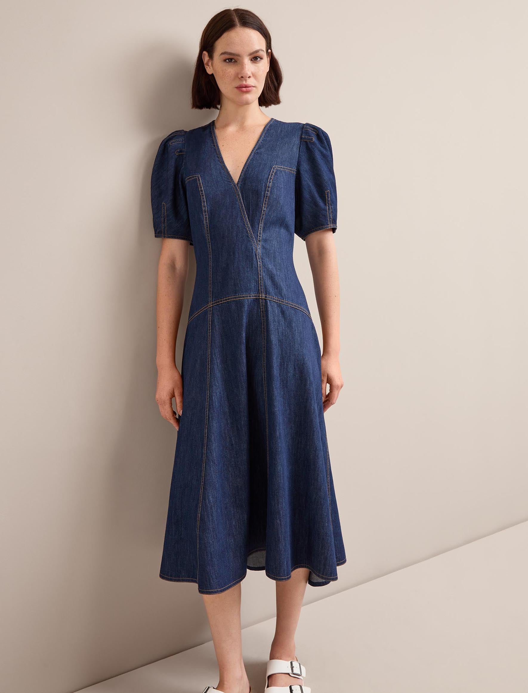 Robin Denim Maxi Dress - Dark Blue - Image 6